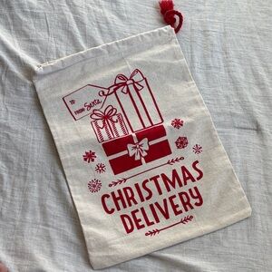 Festive Santa Gift Bag - Red and Cream